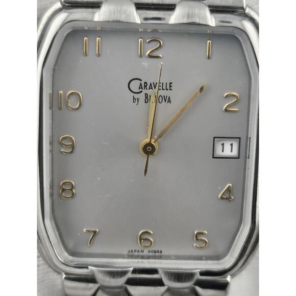 Mens Bulova Caravelle Ultra Slim Elegant Tank Watch Quartz New Battery Runs Well - Picture 2 of 10